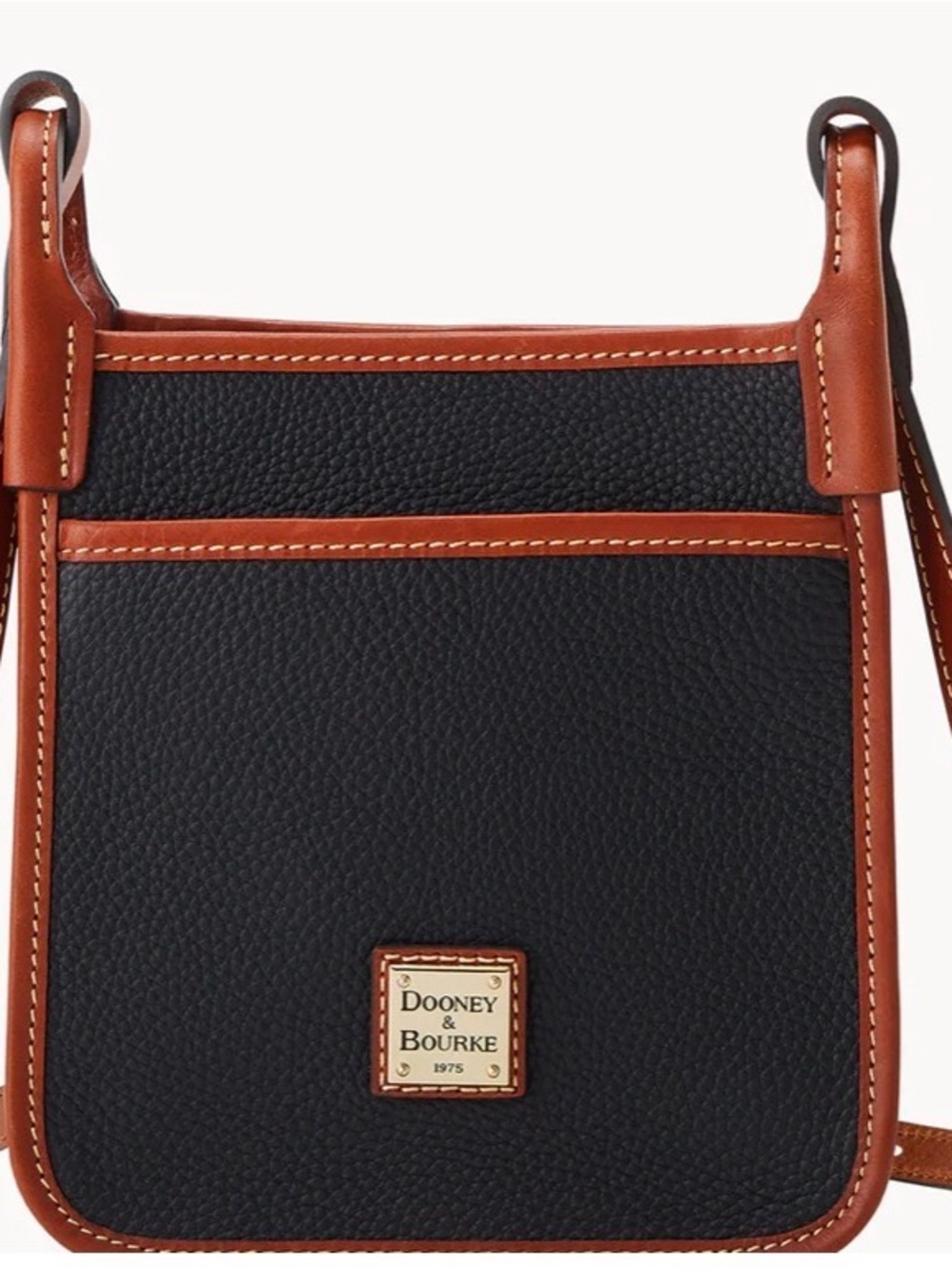 Dooney & Bourke Black with Brown Trim Pebble Leather Crossbody